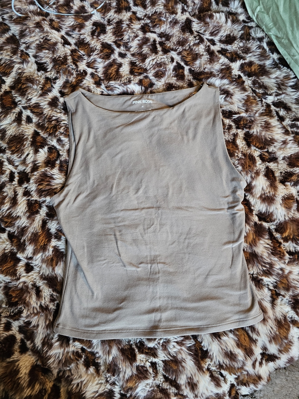 Pink Rose Women’s Sleeveless Crewneck Tank - Taupe